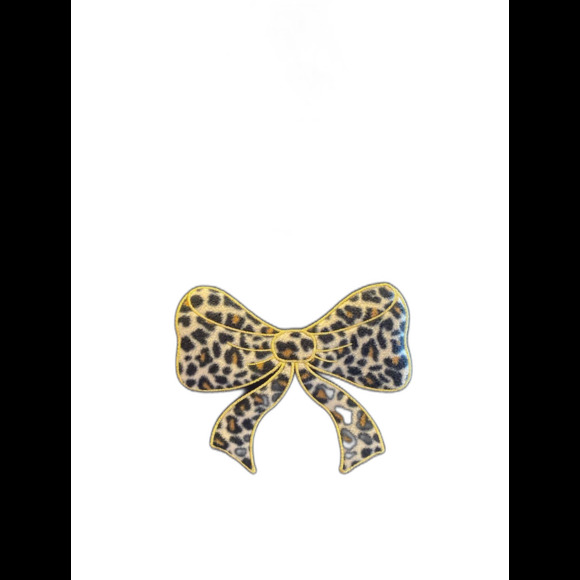 Black Blouse Cheeatah Print Bow Size Large T Shirt Long Sleeve Stretchy Casual - Picture 2 of 9